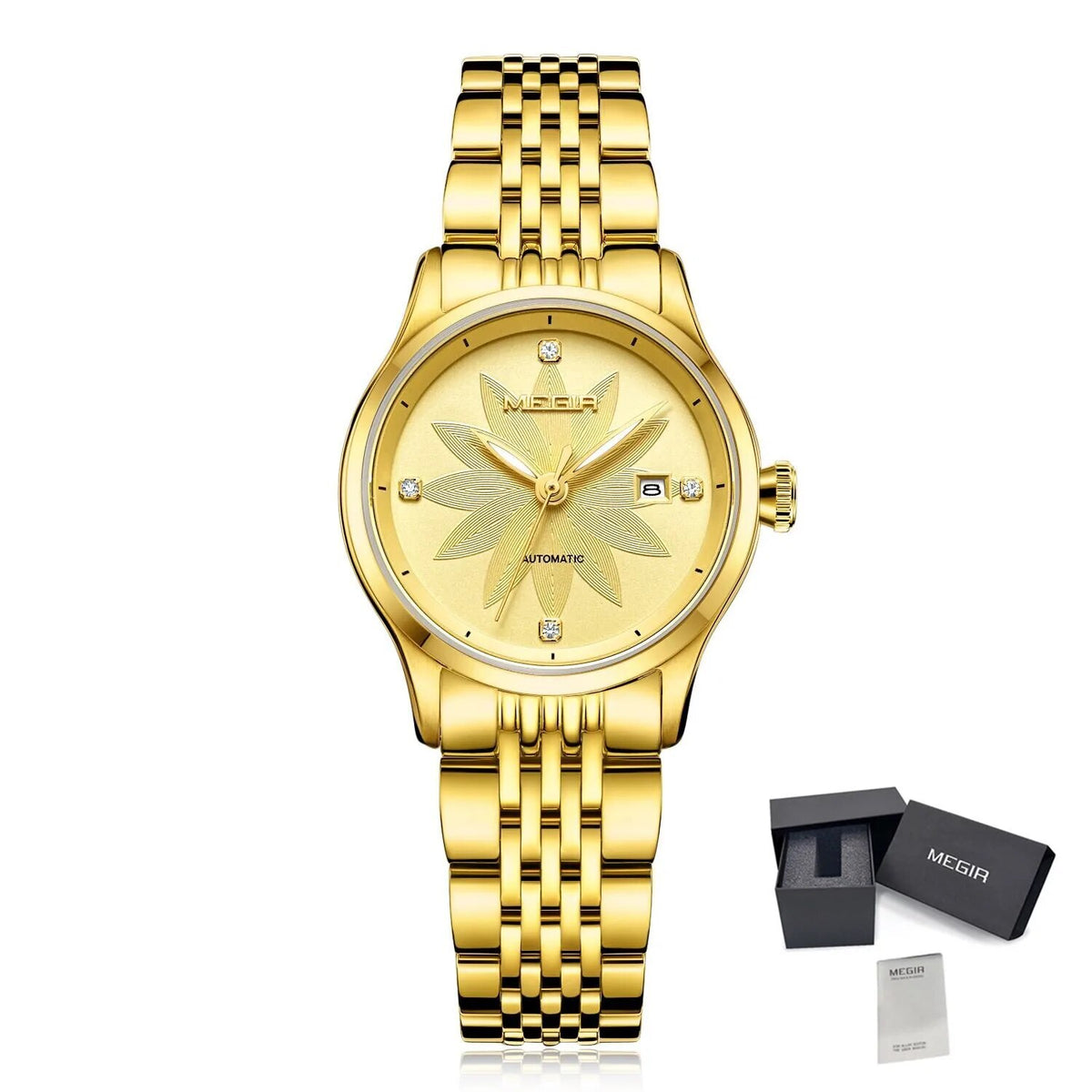 MEGIR Golden Lotus Automatic Watch for Women | Aurevyn