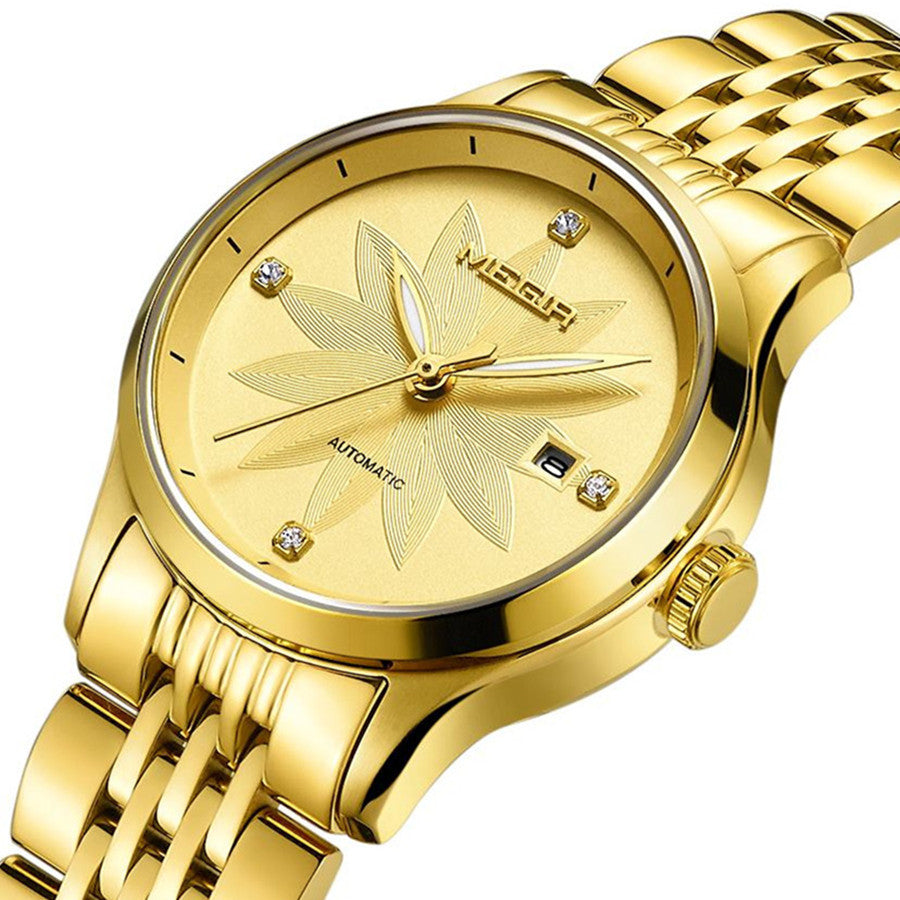 MEGIR Golden Lotus Automatic Watch for Women | Aurevyn