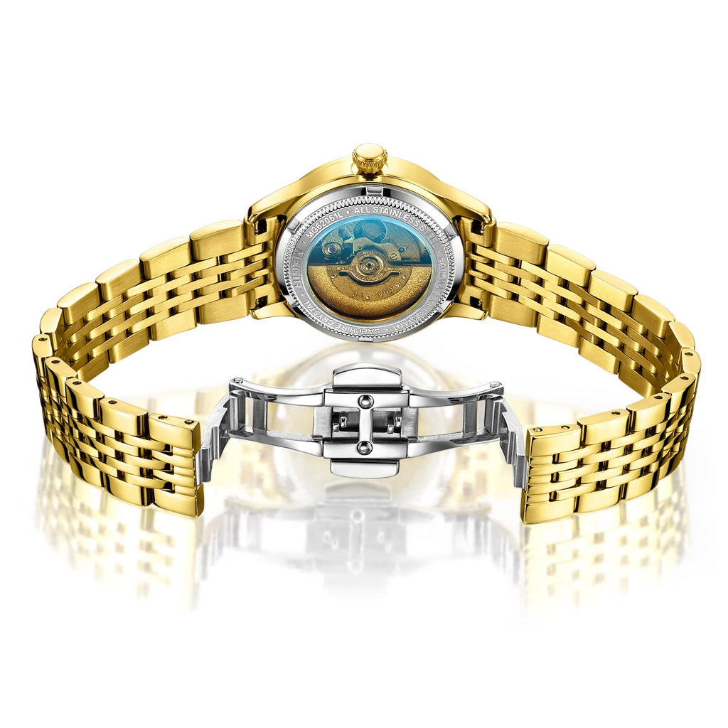MEGIR Golden Lotus Automatic Watch for Women | Aurevyn